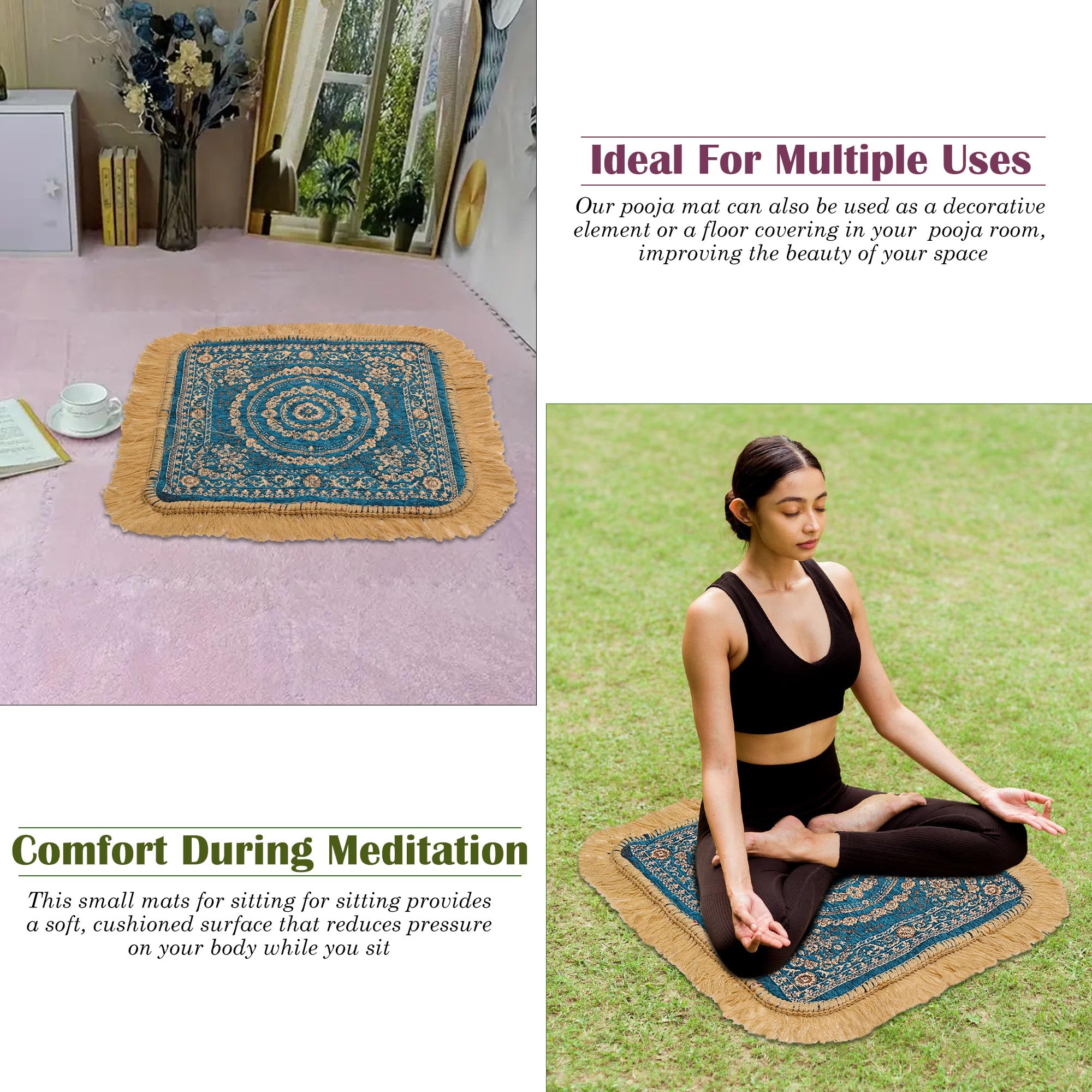 Velvet Pooja Mats - 6 Pack for Meditation & Home -6