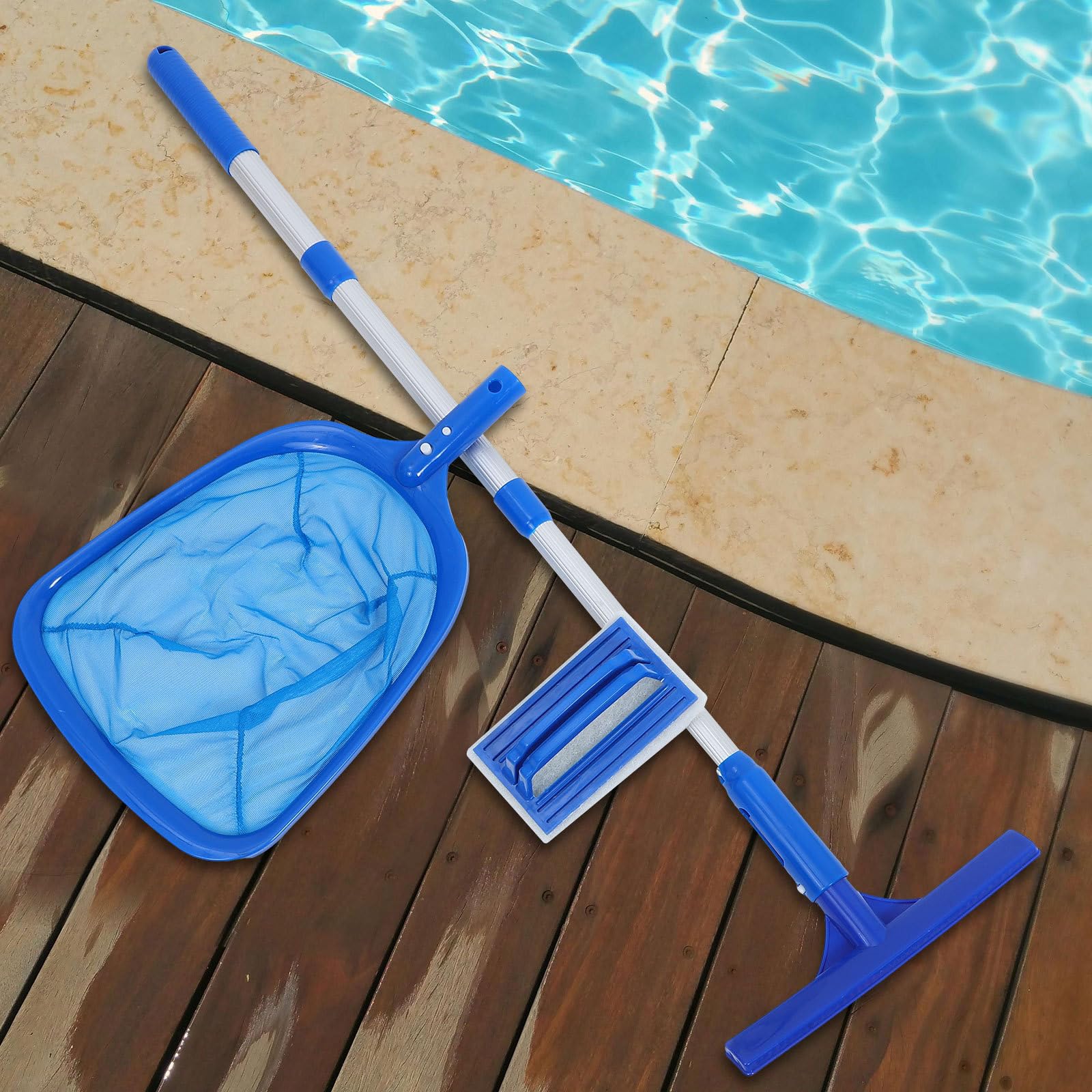 Kit de Piscina con Palo para Cepillo de Piscina Ligeros y Versátiles para Decoracion Verano