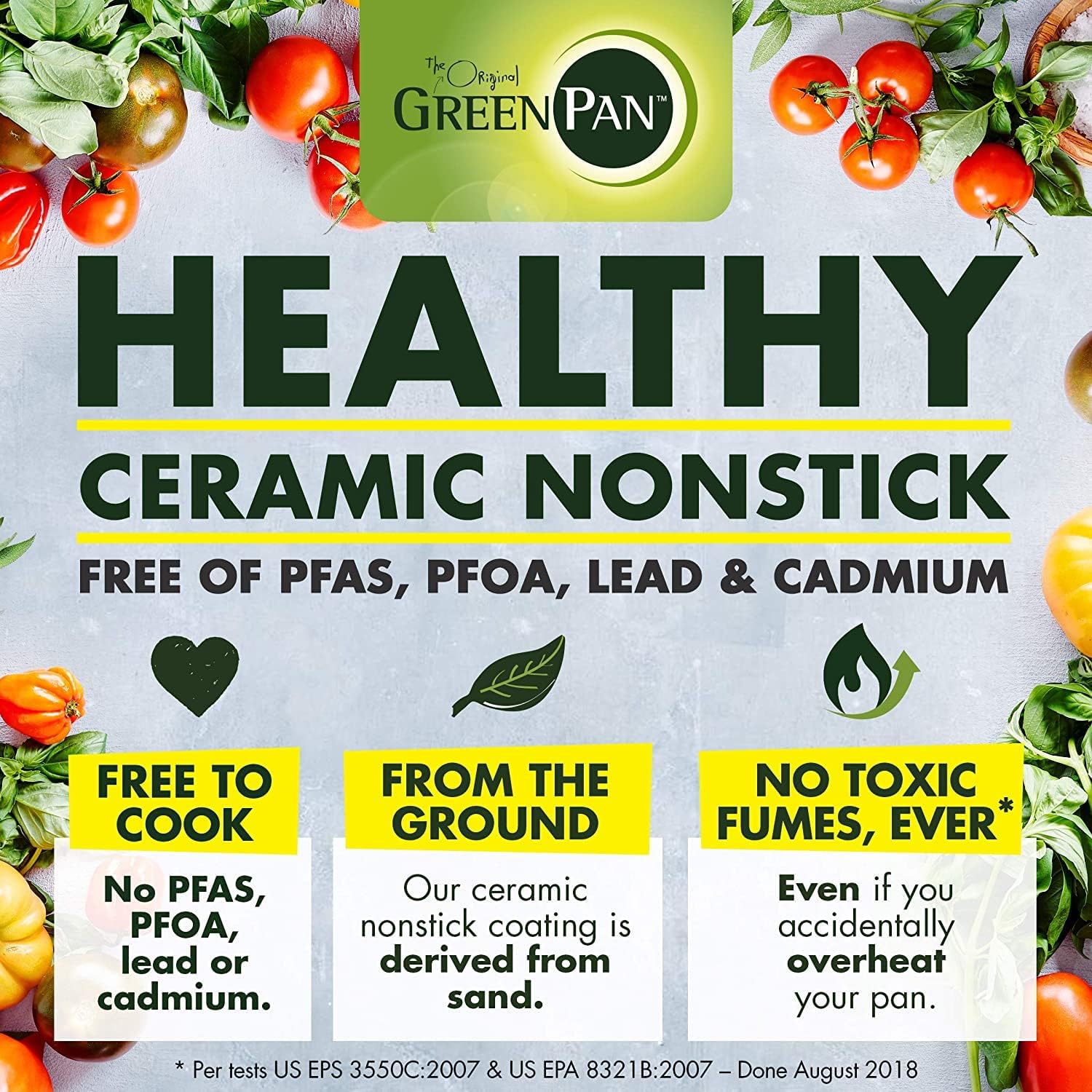 GreenPan Healthy Ceramic 100% ToxinFree Nonstick Metal Utensil/Dishwasher/OvenSafe Round Open Egg Frying Pan with Silicon Sleeve - 12.7 cm - Black/Green