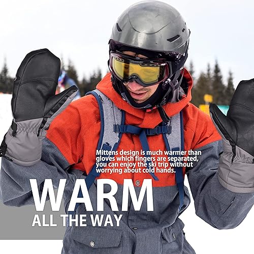 Miniatura 3 de Guantes de esquí impermeables para hombres y mujeres, cálidos guantes de nieve Thinsulate de invierno 3M para clima frío, snowboard, motos de nieve