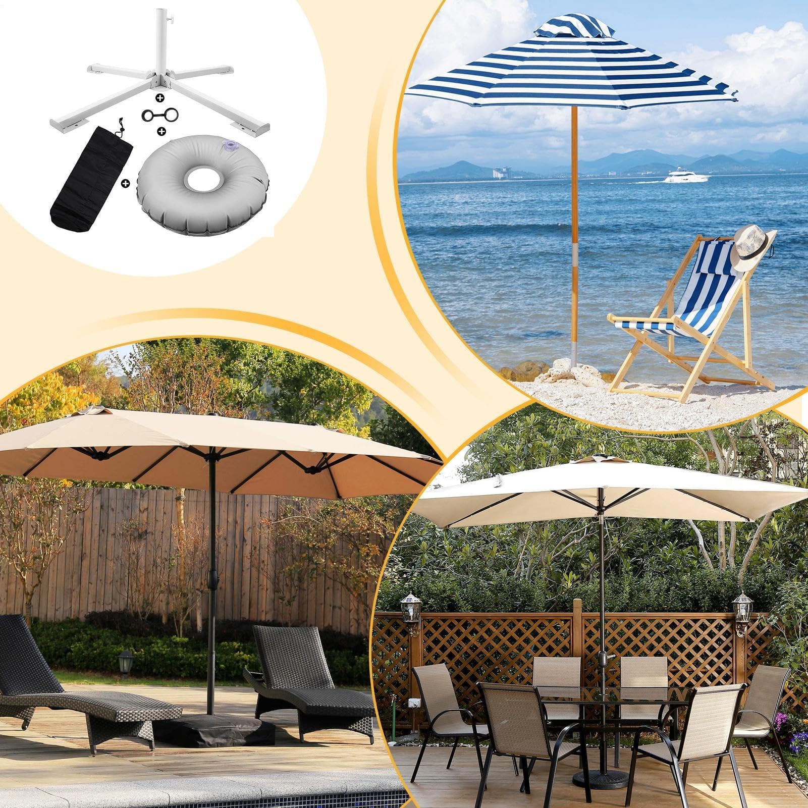 Przenośny stojak na parasol, składana, wiatroszczelna podstawa do użytku na zewnątrz, przy basenie, balkon, wędkowanie, patio, kemping, lekkie akcesorium