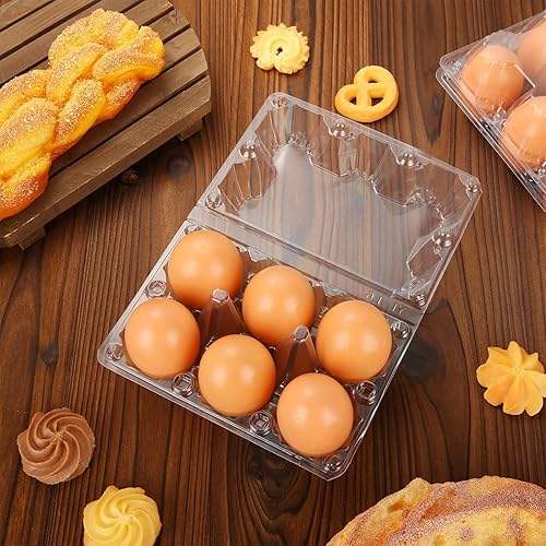 Miniatura 5 de Cartón de plástico transparente para huevos para 6 huevos, paquete de 12 bandejas de huevos reutilizables de tamaño mediano, perfecto para