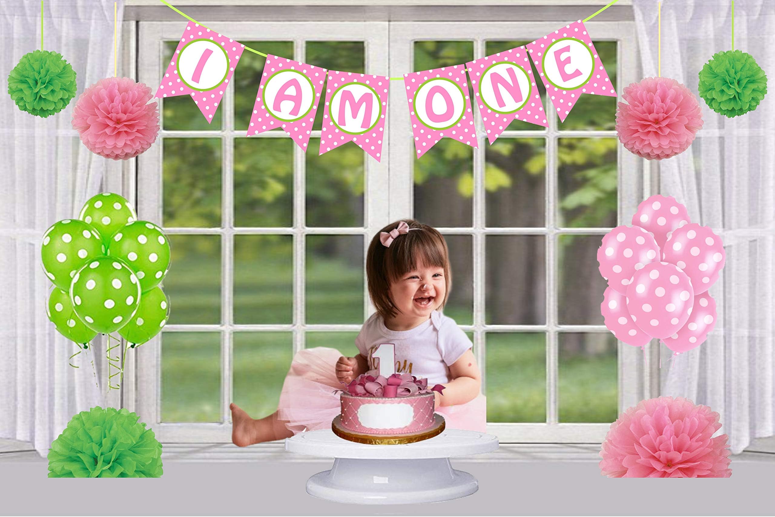 UntumbleUntumble Photo Shoot Cake Smash Kit | Smash Cake Decorations for 1st Birthday Girl | Baby Girl Cake Smash Decorations for Cake Smash Photoshoot | Cake Smash Theme Baby Girl | Pack of 17 | Pink
