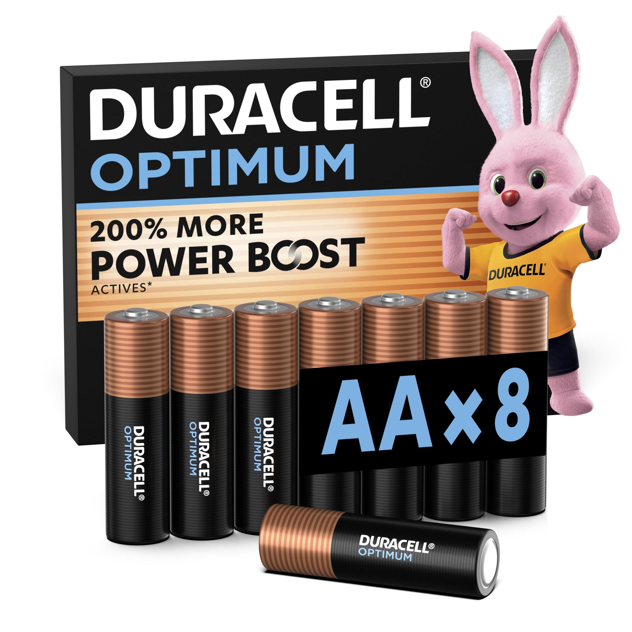 DuracellOptimum AA Batteries (8 Pack) – Alkaline Batteries 1.5V – 200% More Power Boost Actives – Meets Demands Of Modern Devices – 100% Recyclable, 0% Plastic Packaging – MX1500The Nordic Swan EcolabelThe Nordic Swan Ecolabel