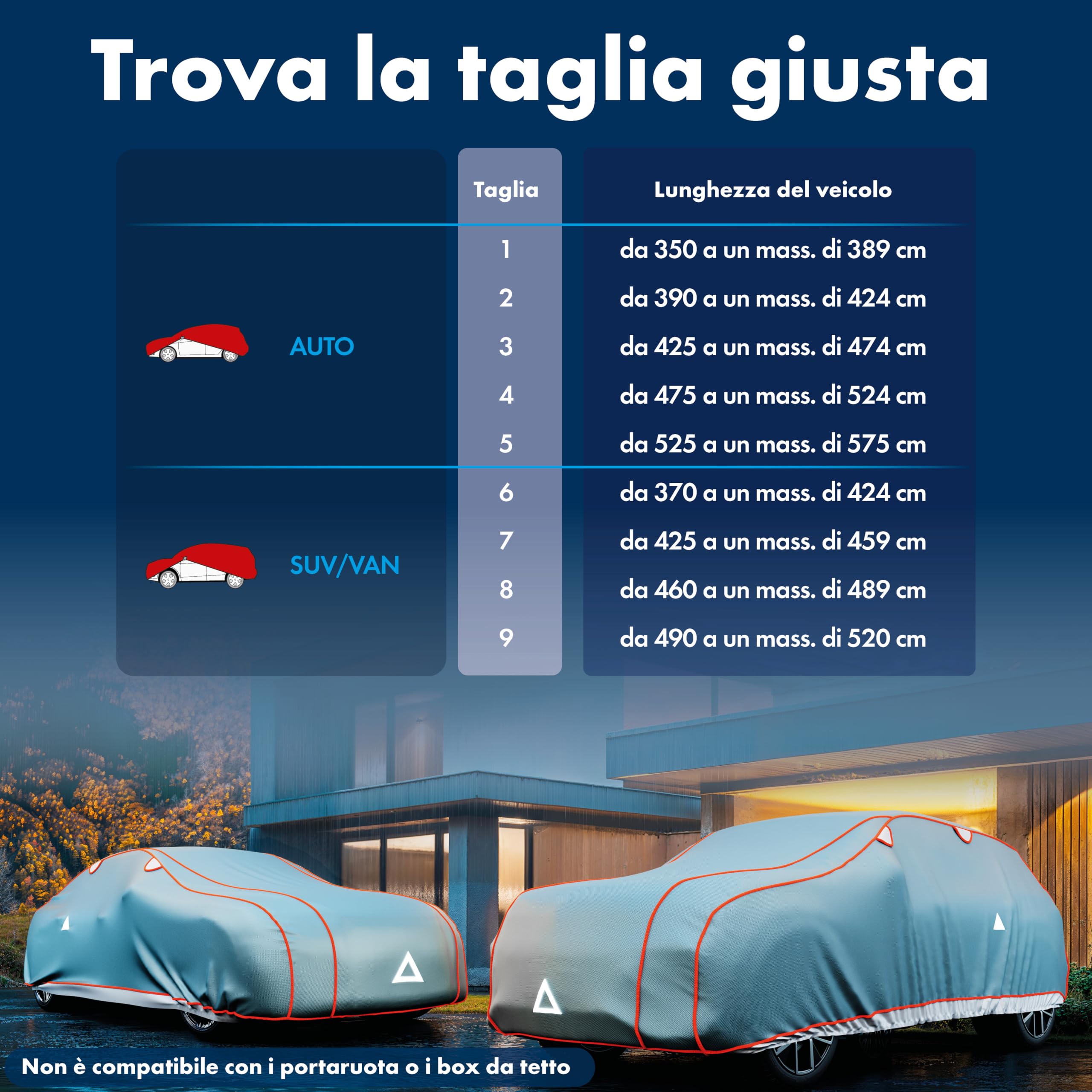 WALSER telo antigrandine per auto, telo antigrandine per furgone, certificato dal TÜV Austria* copertura antigrandine furgone Perma Protect Complete Misura 6 grigio