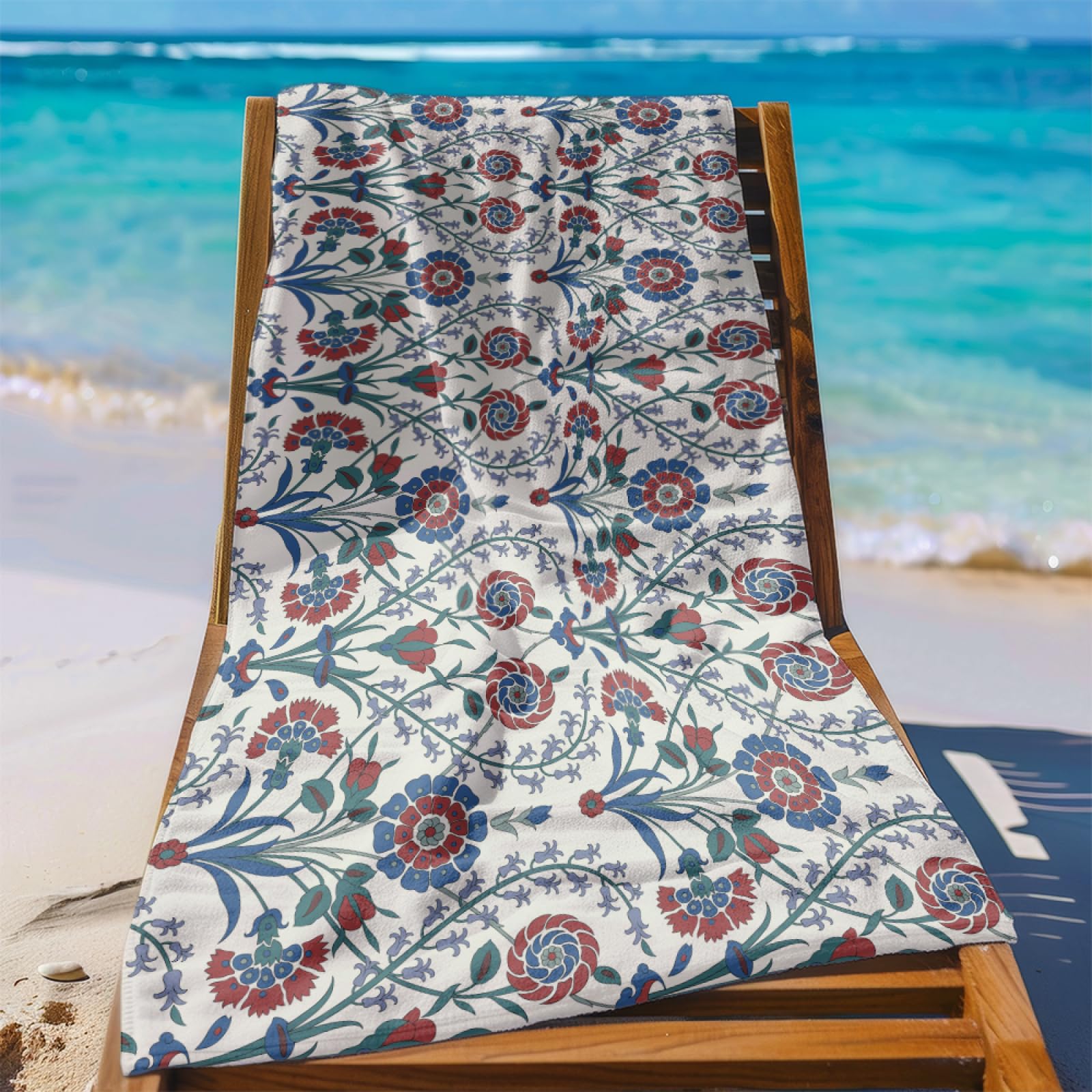 Telo Mare Microfibra 210x230 Foglie Boeme Telo Spiaggia Grande Antisabbia,XXL Asciugamano Mare, Asciugatura Rapida, Stuoia Spiaggia Leggero E Portatile