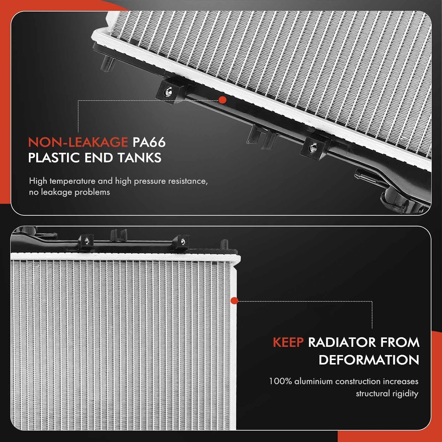 A-Premium Engine Coolant Radiator with Transmission Oil Cooler Compatible with Honda Pilot 2003-2004 Acura MDX 2001-2002 V6 3.5L, Automatic Transmission, Replace# 19010PGKA51