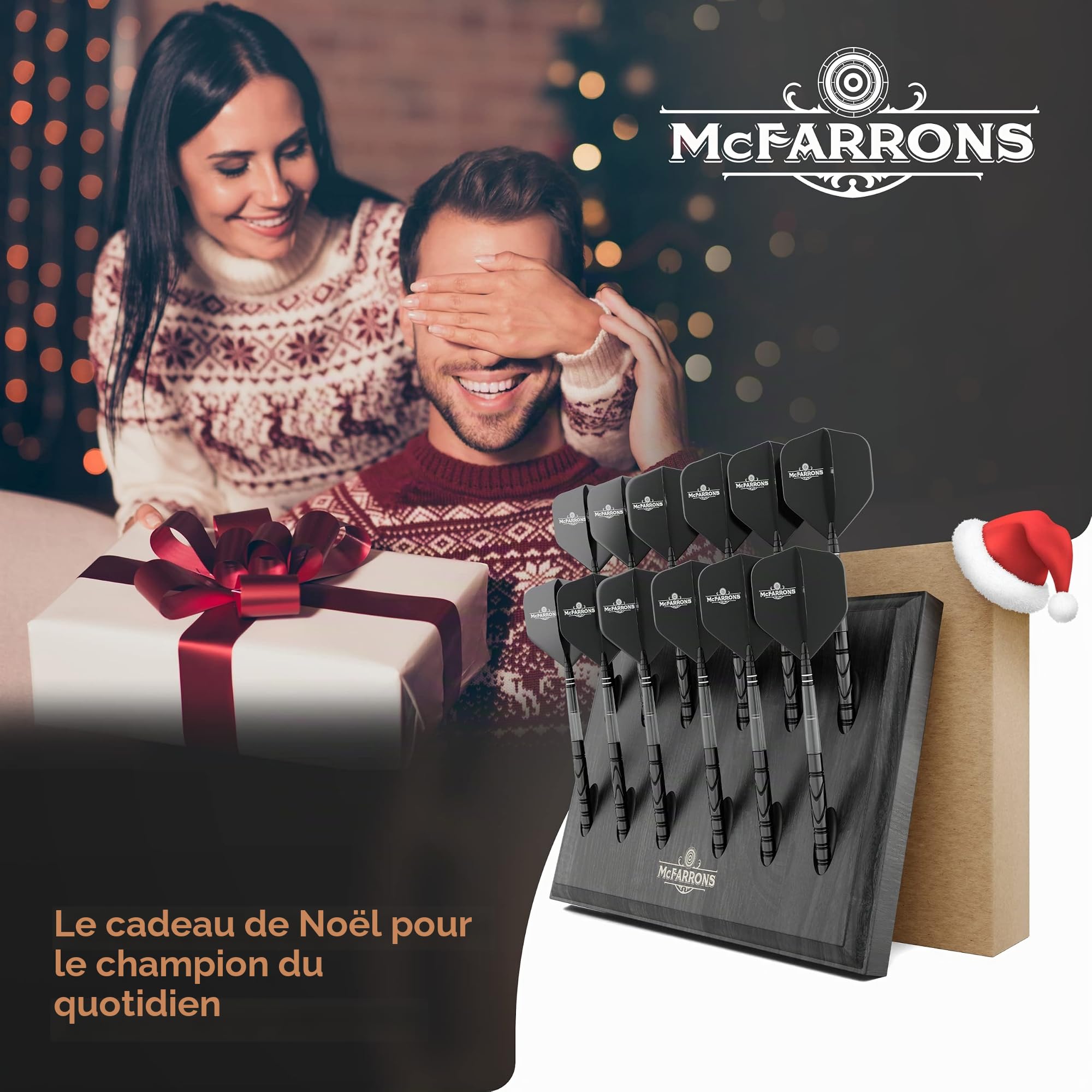 Support de fléchettes en bois pour 12 fléchettes - Rangement mural pratique comme accessoire pour tout type de cible - Convient pour les fléchettes en acier et les fléchettes souples.