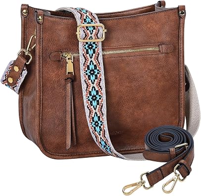 VASCHY Crossbody Bag Purse for Women,Fashion Vegan Leather Hobo Handbag Shoulder Bag Purse with Guitar Strap