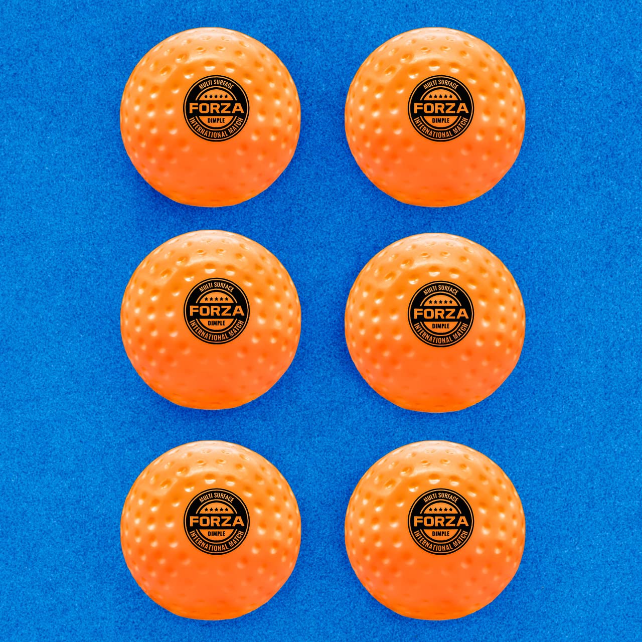 FORZA Match & Training Hockey Balls - Dimpled & Smooth | Complete Range - Tried & Tested By Hockey Wales (Pack of 6, Int. Match Ball | Orange)