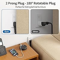 Vista 3 de NTONPOWER 2 Prong Power Strip, 1875W 2 Prong to 3 Prong Outlet Adapter, 2 Prong Extension Cord 5 ft, Rotating Plug, Wall Mount, 3 Outlet 2 USB A+2
