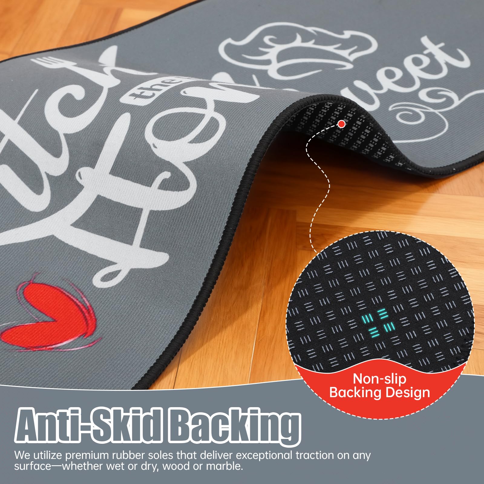 Tapis de Cuisine Anti-Fatigue Antidérapants 2 Pièces, 43x75+43x120CM Rembourrés Lavables