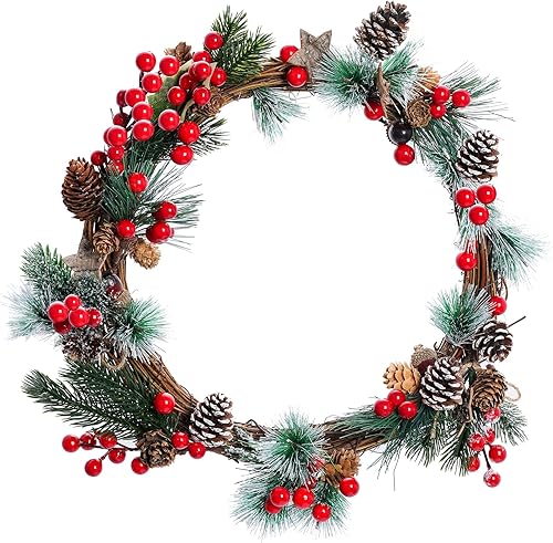 Miniatura 4 de Juego de 108 ramas de pino artificiales, piñas naturales falsas, bellotas y bayas rojas, adornos de decoración de Navidad para el hogar (108,