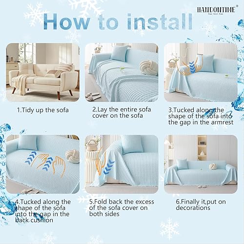 Miniatura 6 de HANDONTIME - Funda refrescante de sofá para perro, de seda helada, suave, lavable y transpirable, funda protectora duradera de sillón para mascotas