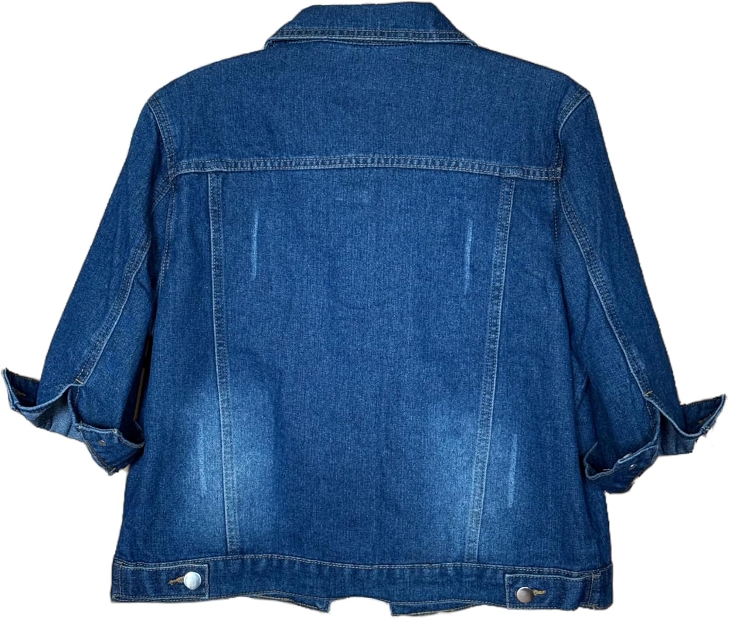 Unilexi Women's 3/4 Sleeve Colored Cropped Denim Jacket Light Wash Short Jean Jacket Trucker Coat - Image 2