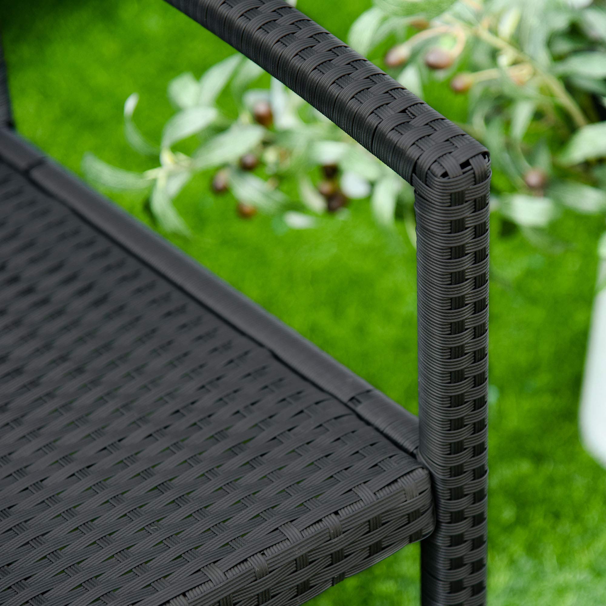 Outsunny Banco Jardín Lounge Silla 2 Plazas Muebles para Jardín Exterior Terraza 2 Plazas Ratán Sintético Carga 240kg 122x60x85 cm Marco Acero