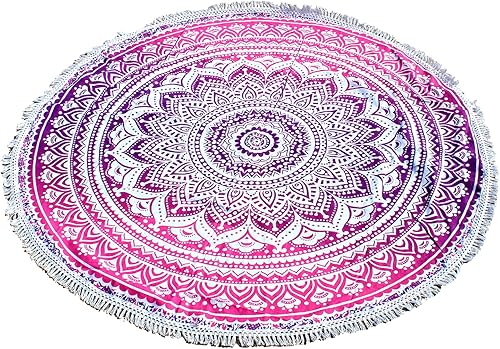 Miniatura 12 de Tapiz redondo de mandala indio para playa, mantel de algodón hippy bohemio, gitano, toalla de playa, tapete de yoga redondo
