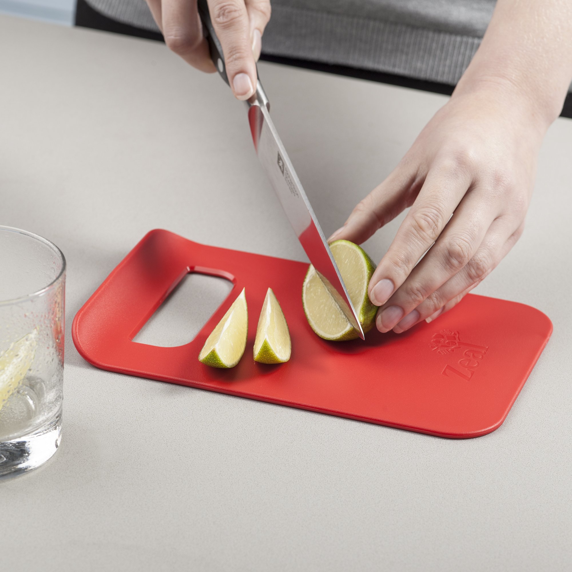 Zeal Straight to Pan Cutting/Chopping Board, 22L x 15W cm, Red 22x15cm