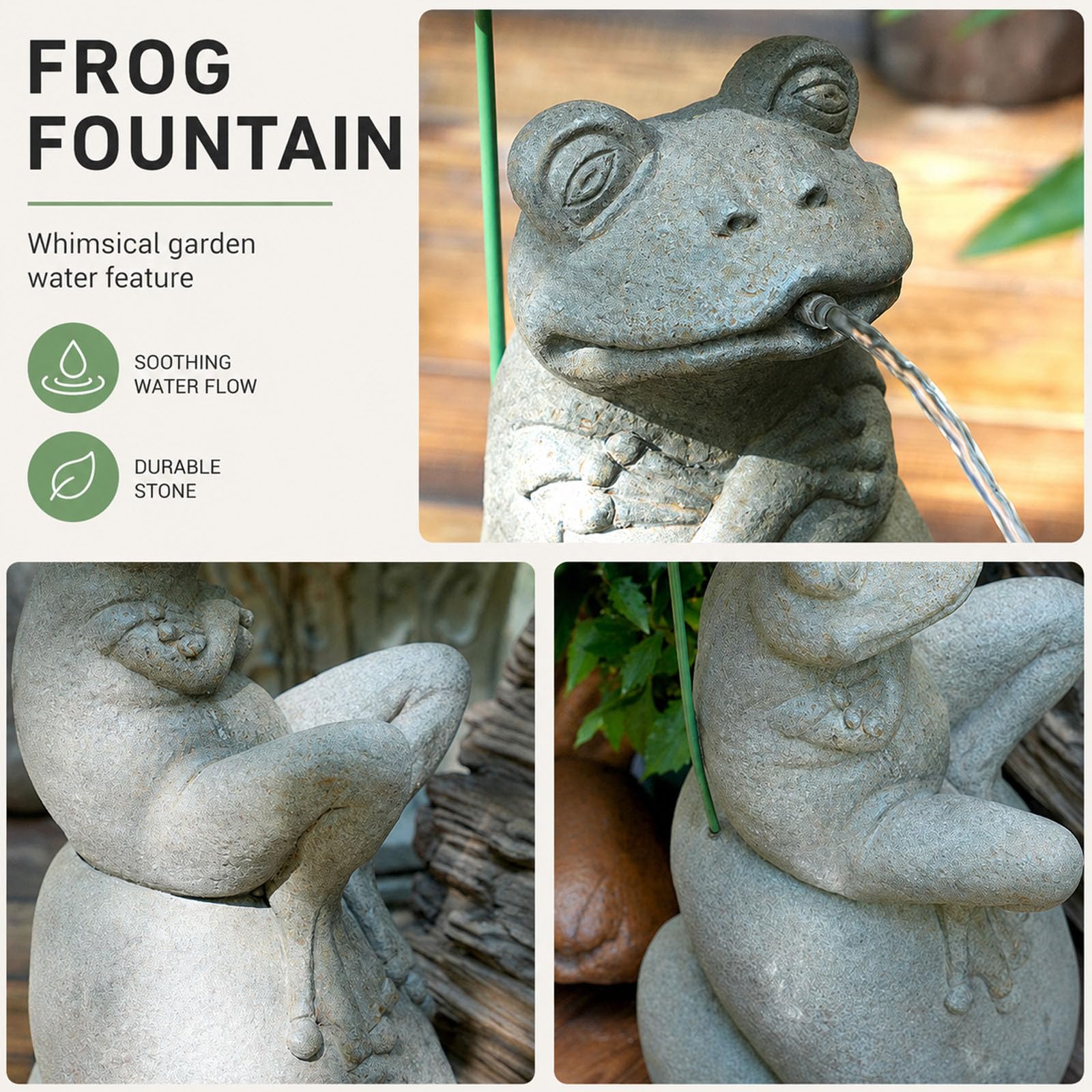 Fontane A Forma Animale e Zampilli per Piccoli Laghetti Fontana a Forma Rana in Pietra Elementi Decorativi per Esterni Ideali per Cortili Laghetti e Giardini Style 1