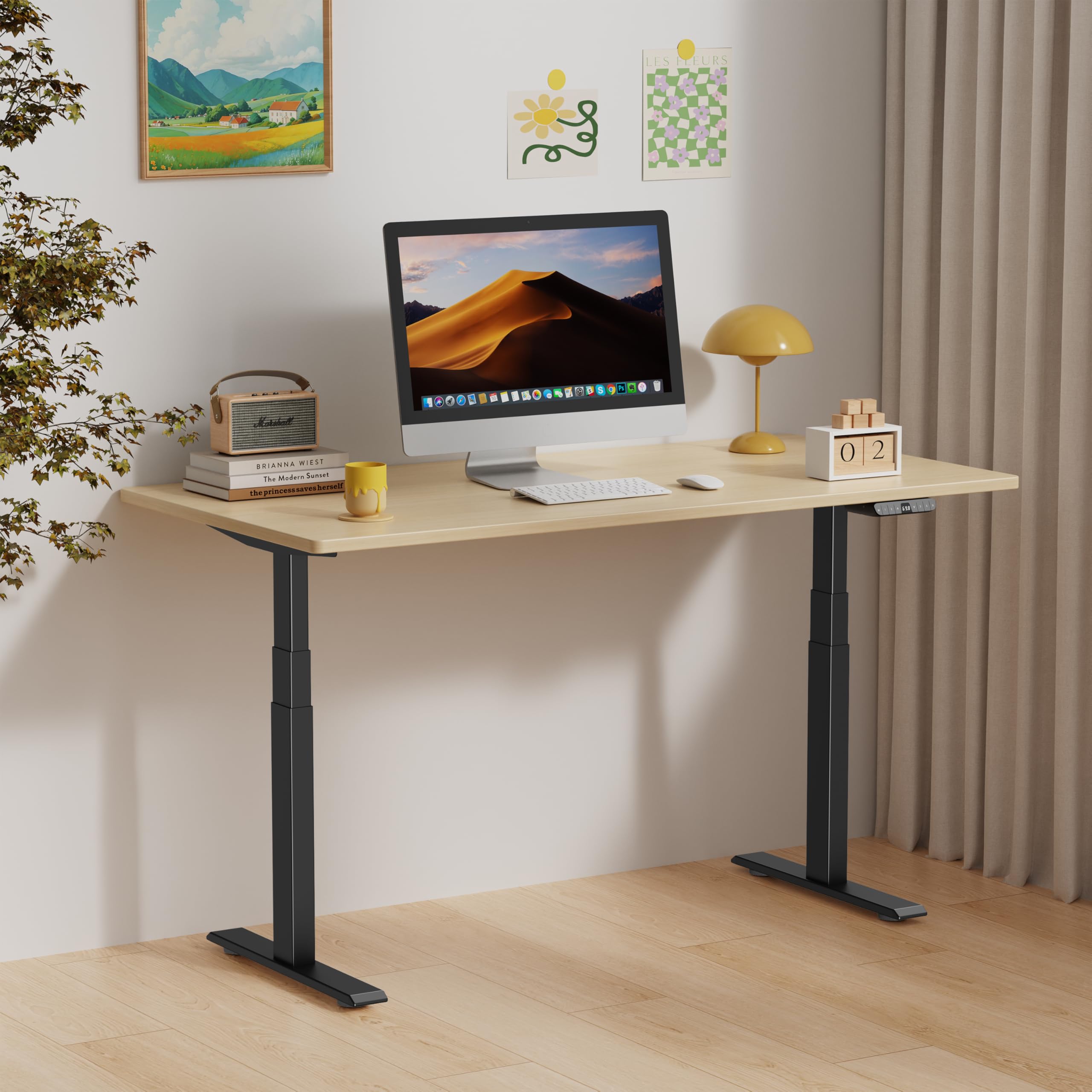 Höhenverstellbarer Schreibtisch Gestell mit 2 Motoren, Tischgestell Höhenverstellbar 3-Stufige Memory-Steuerung und Softstart/-Stop-Funktion, USB Typ-A/Typ-C (7BPRO), Schwarz