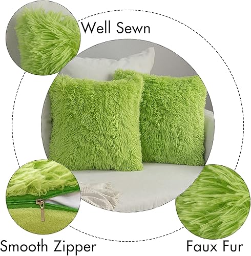 Miniatura 8 de MIULEE - Juego de 2 fundas decorativas, lujosas y afelpadas de pelo sintético con estilo invernal para cojines de sofá, dormitorio y automóvil (18 x