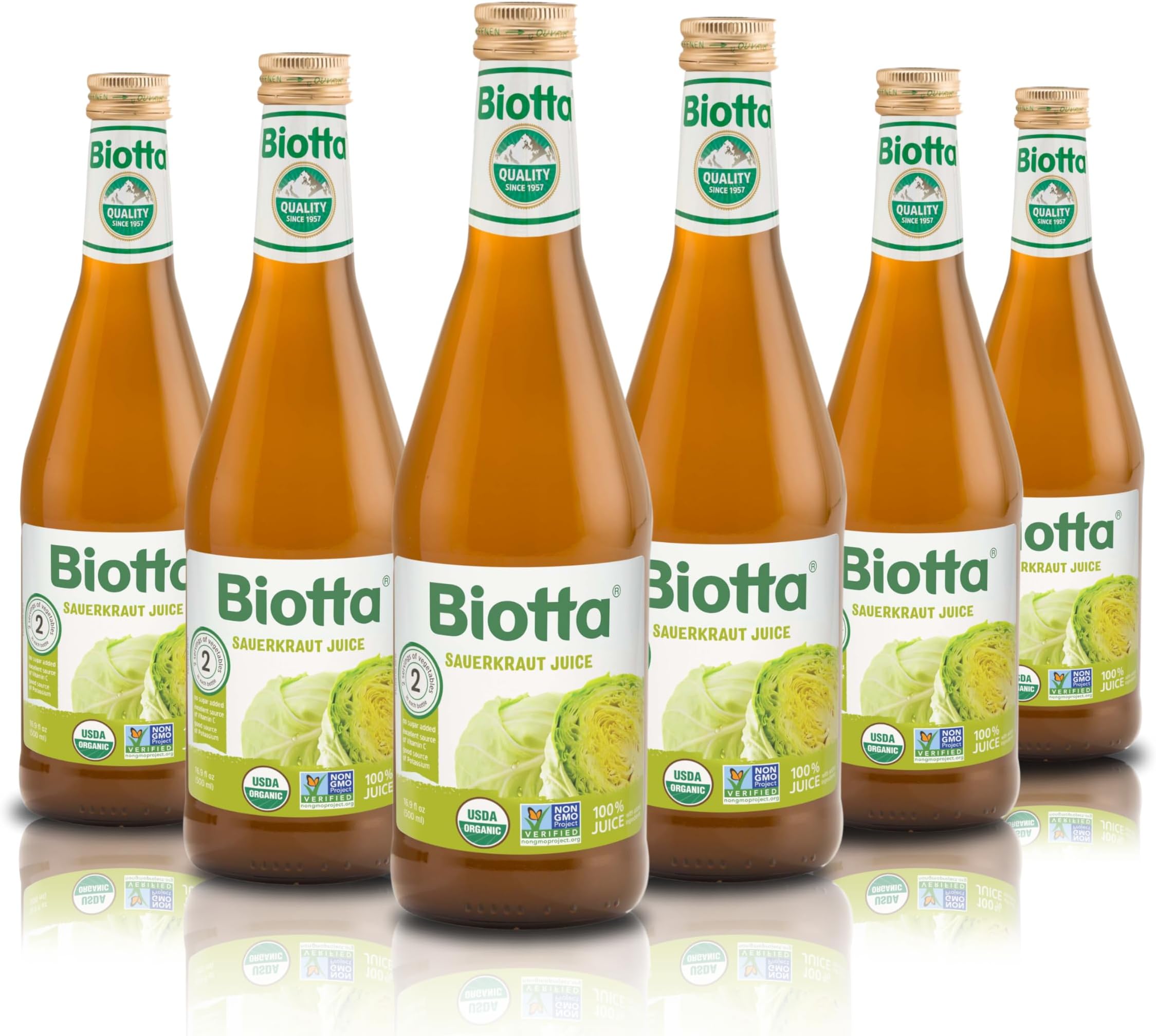 - Biotta Organic Sauerkraut Juice - 100% Vegetable Juice for Energy, Immunity & Wellness - Excellent Source of Nutrients - All Natural, Non-GMO, Gluten-Free (16.9 Fl Oz, Pack of 6)