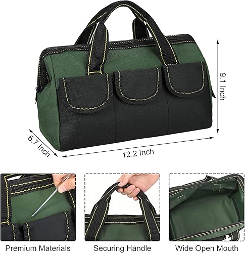 Miniatura 3 de Sanwuta - Paquete de 3 bolsas para herramientas, alta resistencia, fondo rígido impermeable, boca ancha, para electricista, carpintero, mecánico, 13