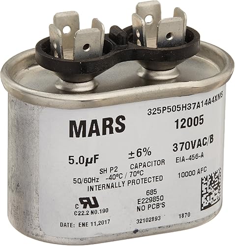 MARS - Motors & Armatures 12005 5/370 Condensador ovalado de un solo funcionamiento