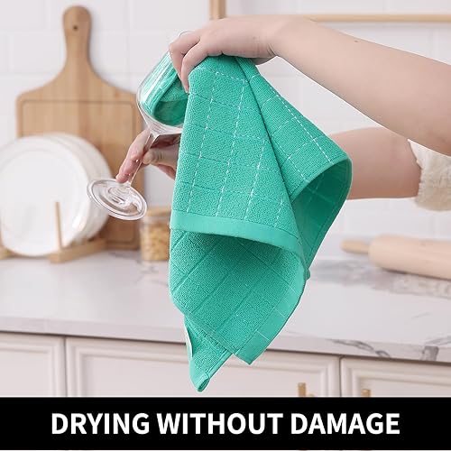 Miniatura 12 de Homaxy Toallas de cocina de rizo 100% algodón (gris oscuro, 13 x 28 pulgadas), diseño a cuadros, suaves y súper absorbentes, paquete de 6