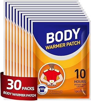 Adhesive Heat Patches for Neck, Knee, Upper or Lower Back, Air-Activated Heat Therapy Pads for Stiffness, Sprains, and More, Stick to Clothing, 5x3.7 in, 30 Count
