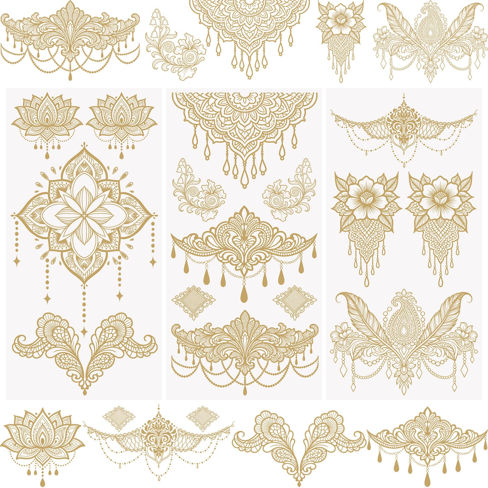 WANDIC 3 Sheets Golden Lace Corner Rub On Transfer Stickers Gold Foil Scrapbook Stickers Window Decals Waterproof Decals for DIY Furniture Photo Albums,15 * 30cm