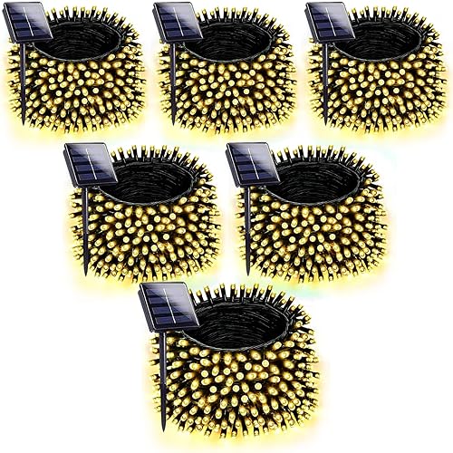 Miniatura 7 de Paquete mejorado de 6 unidades de 240 pies, 600 luces LED, luces solares de Navidad al aire libre, tiras de luces solares con 8 modos de Varios