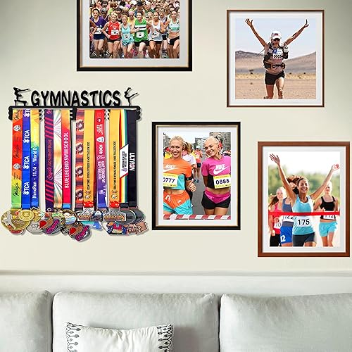 Vista 79 de Goutoports Estante de exhibición para colgar medallas, organizador personalizado de cinta de premios para corredores de carreras deportivas, placas