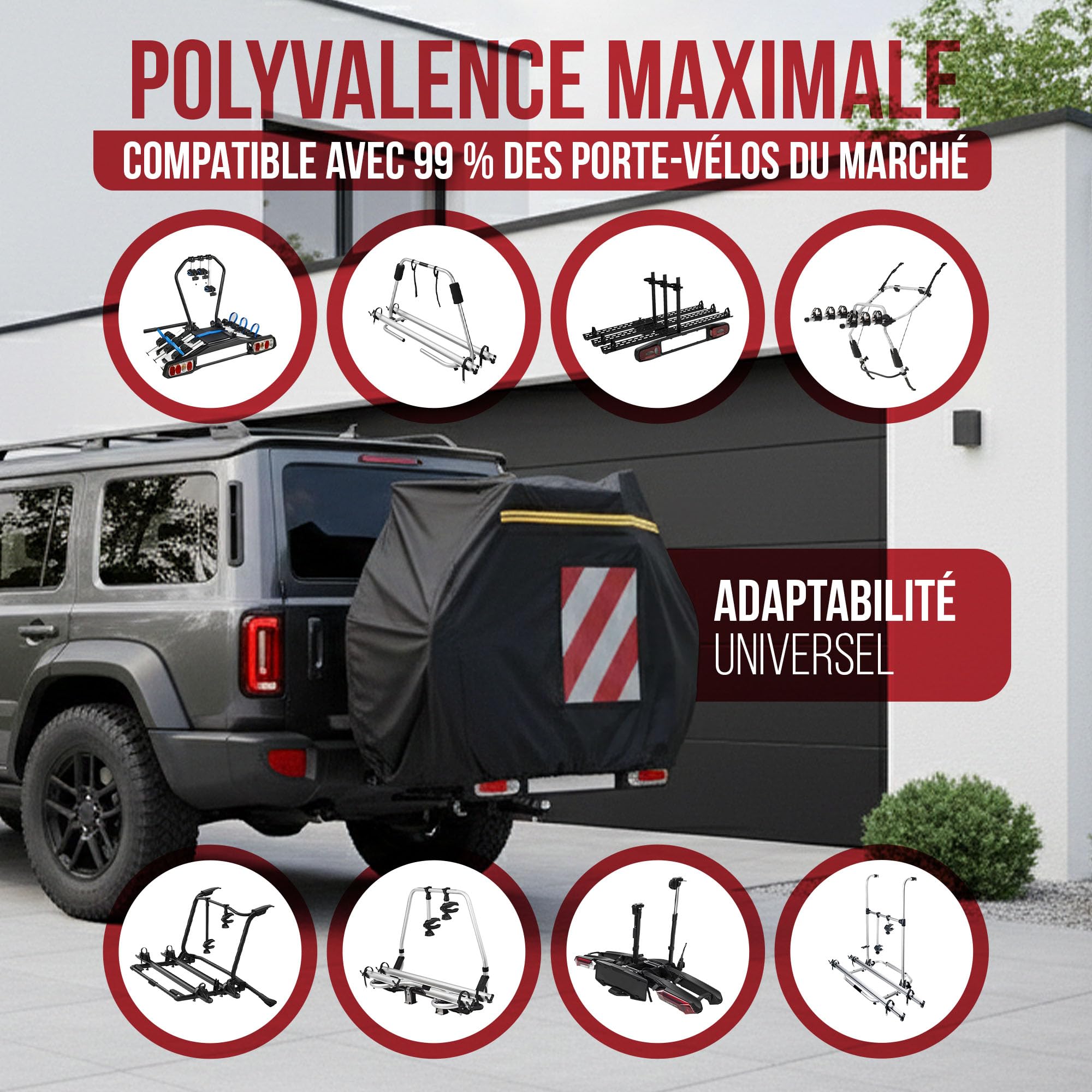 Housse Velo Camping Car - Bache velo camping car 3 bicyclette - Comprend 2 Tendeur et 1 Sac de Rangement
