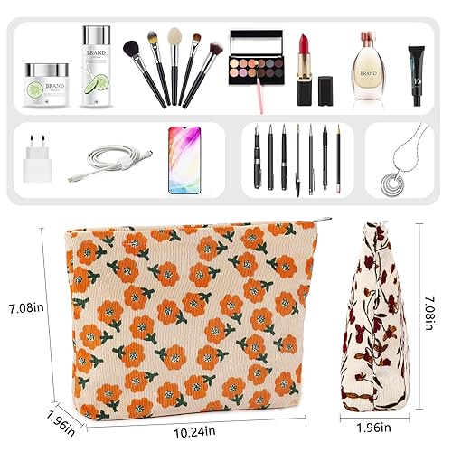 Miniatura 4 de Bolsa de maquillaje de flores para mujer, bonita bolsa de maquillaje para bolso, bolsa de cosméticos con cremallera, bolsa de cosméticos de lona