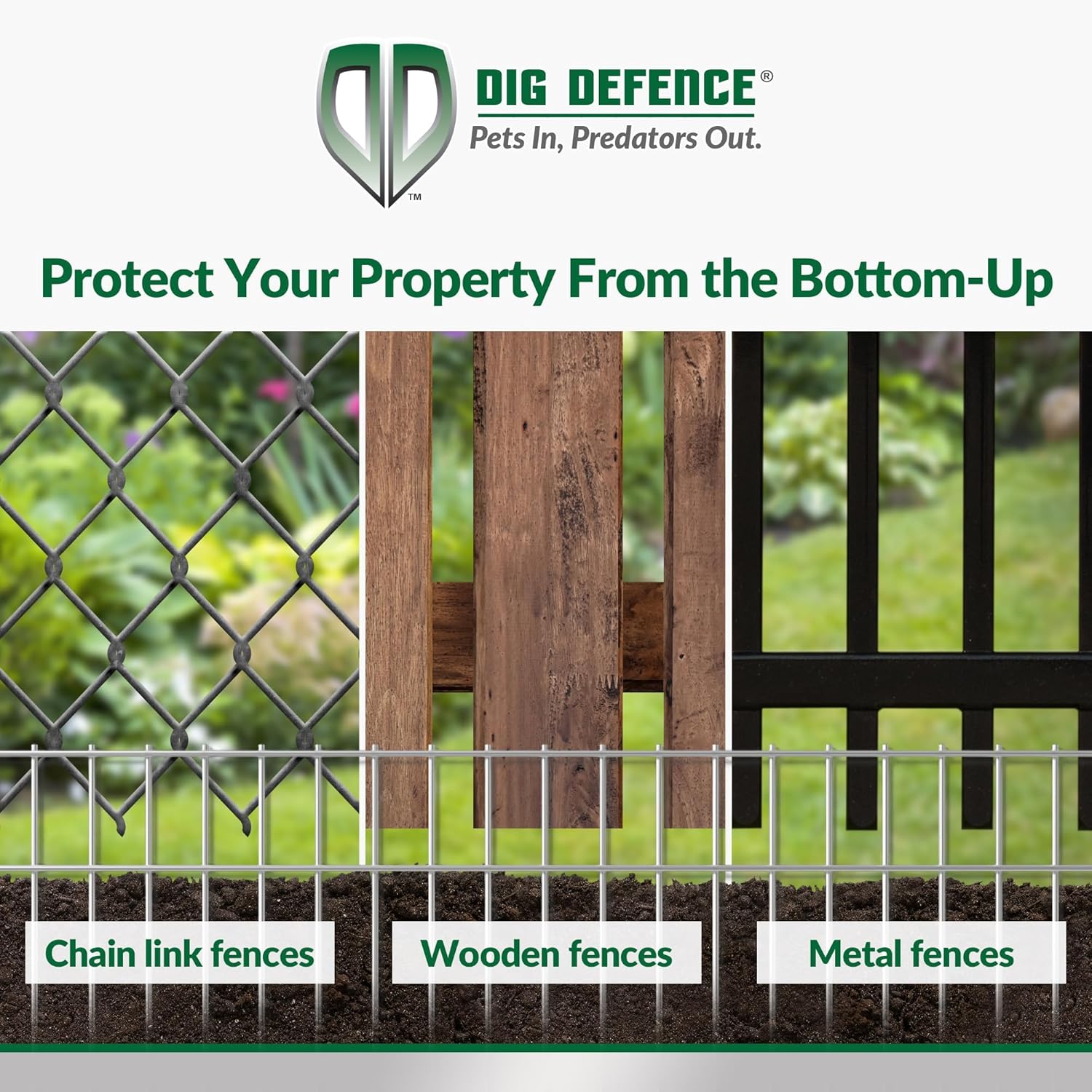 Dig Defence 10 Pack Original Animal Barrier Fence - Commercial Model - Decorative Garden Fence - No Dig Fence for Dogs and Rabbits, Yard and Patio