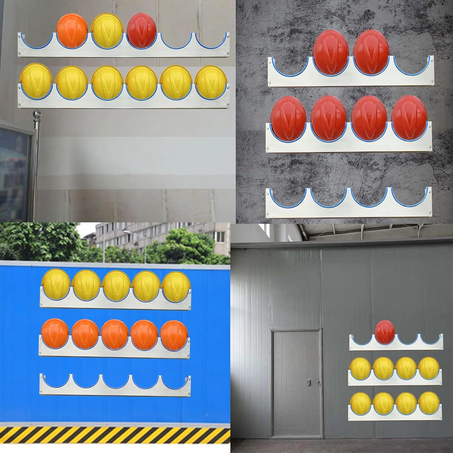 Multi-Layer Hard Hat Rack - Wall-Mounted Helmet Holder for Construction Sites & Indoor Storage, Durable Hard Hat Organizer, Essential Safety Gear Hanger (1 Set)