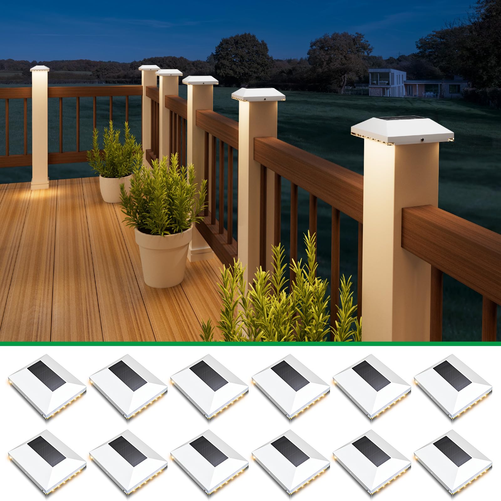Snapklik.com : Solar Post Cap Lights Outdoor 12pack - Waterproof Solar ...
