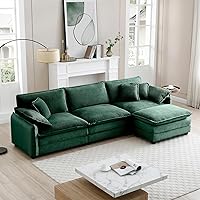 Vista 116 de Sofás seccionales grandes de 115.34" para sala de estar, sofá de pana color camel de asiento profundo de 3 plazas en forma de L, sofá seccional