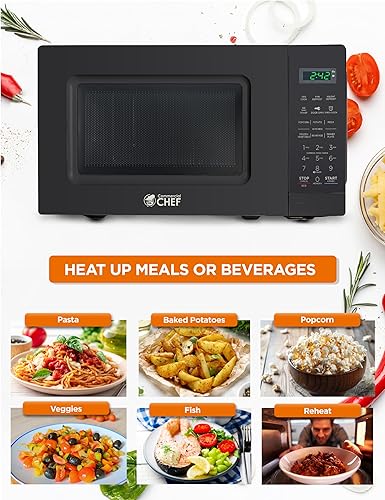 Miniatura 2 de COMMERCIAL CHEF Microondas de 0.7 pies cúbicos con 10 niveles de potencia, microondas de 700 W con pantalla digital, con cerradura de puerta de