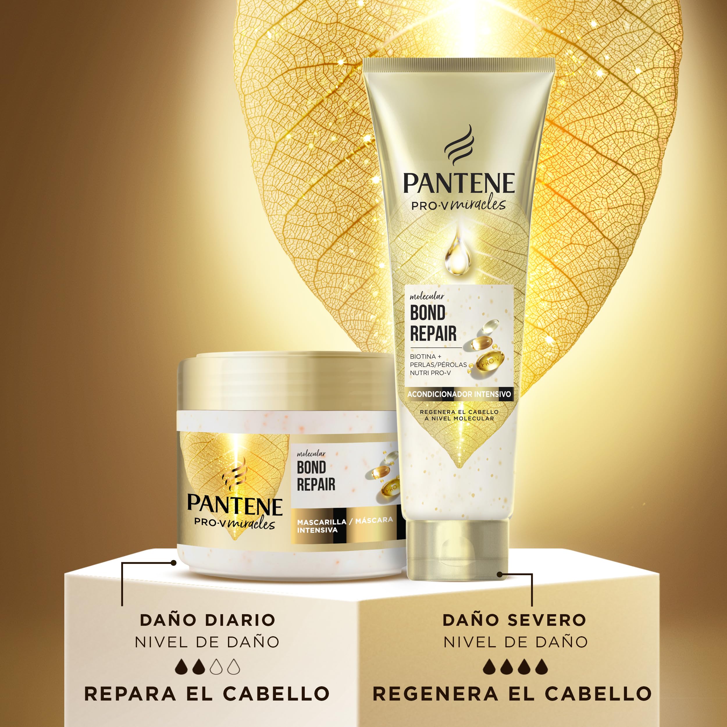 Pantene Pro-V Miracles Bond Repair Champú, Mascarilla y Acondicionador Pelo | Formatos de 300 y 150 ml, Cuidado Intensivo para el Cabello Seco y Dañado