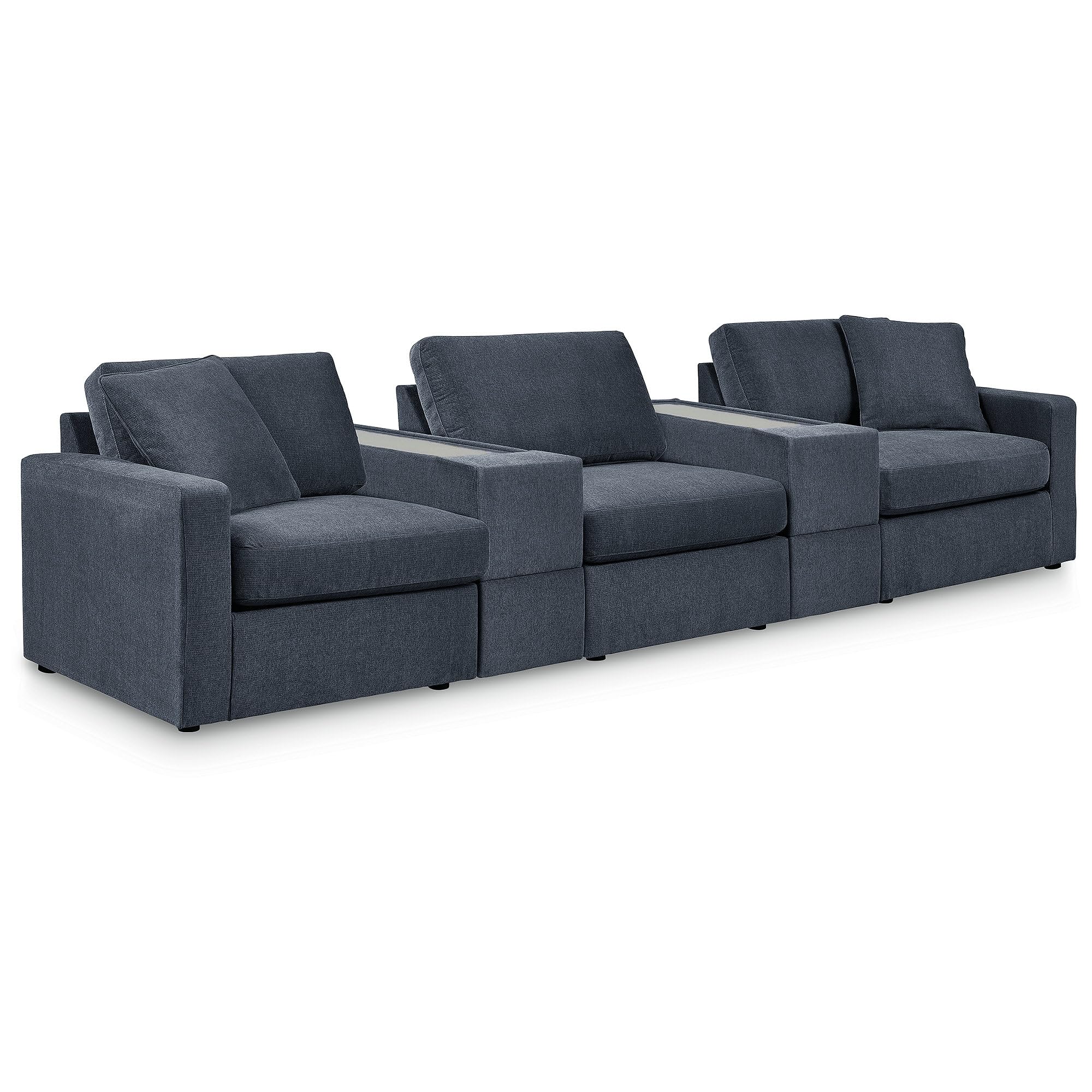 Signature Design by Ashley Modular Sectional with Storage Console, Blue