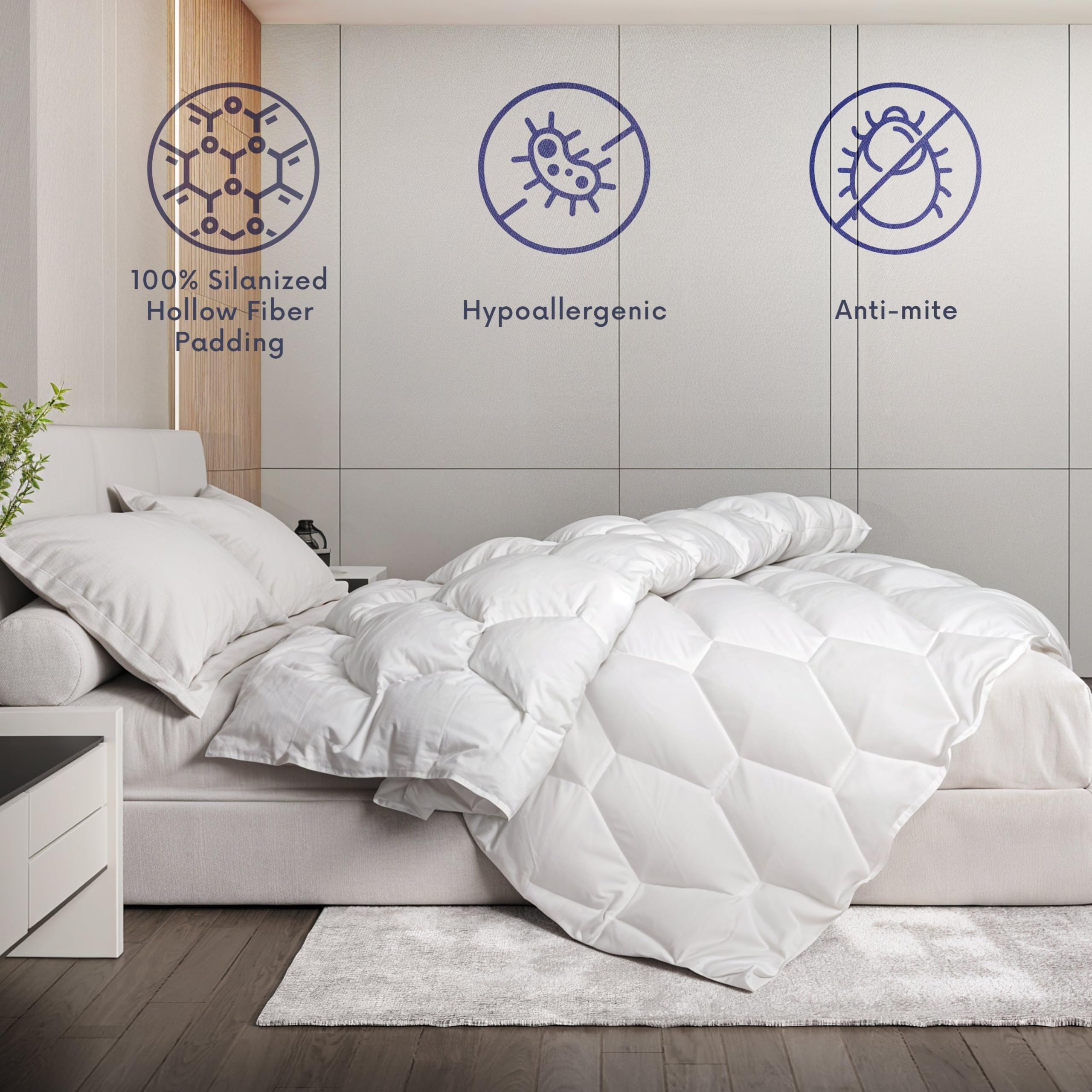 The White Stone Bettdecke 180 x 200 cm mit 250 g Füllung | Weiche und warme Füllung aus Softwatte | Gestepptes Bettdecke aus weißer, antiallergischer Mikrofaser | Ganzjahresbettdecke