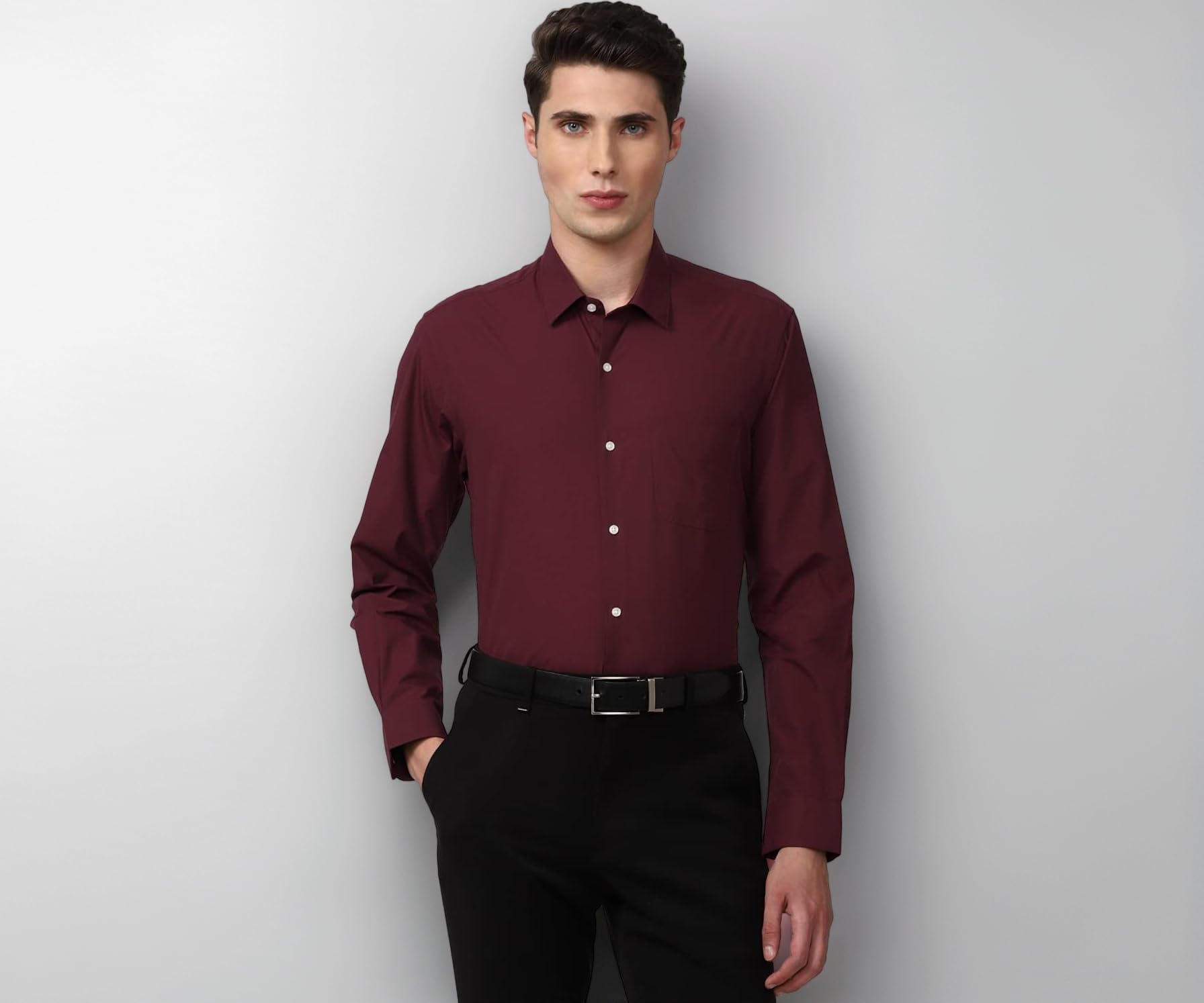 Men's Everday Regular Fit Solid Shirt | Cotton Rich | 5-Pin Pocketing