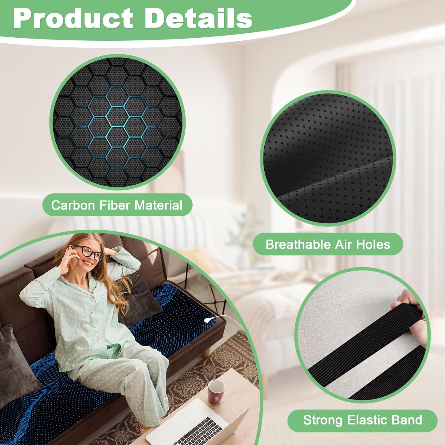 Grounding Mat for Bed Grounding Mattress Pad 54"x78" Sleeping Mat Earth Connected Therapy Kit