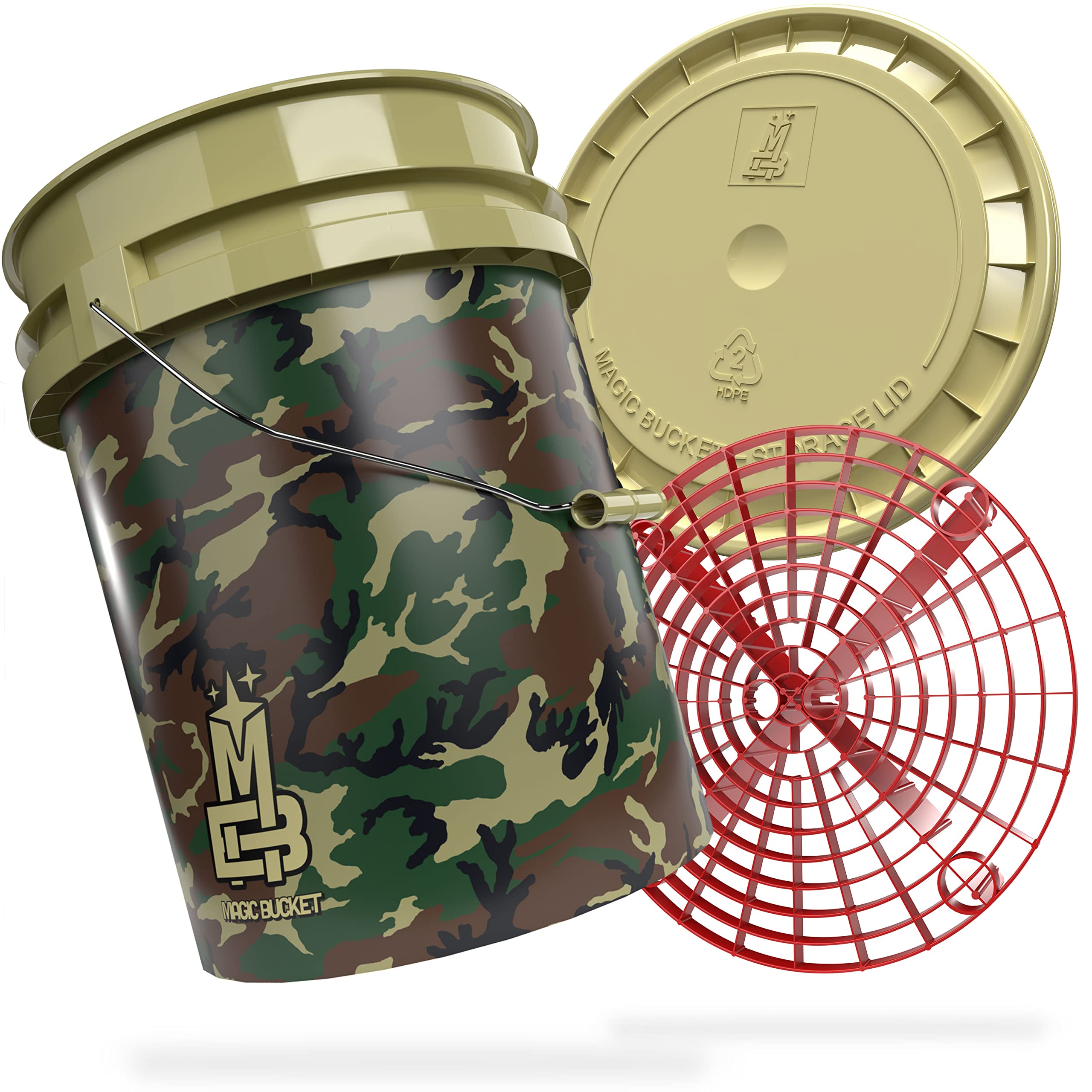 Magic Bucket | Paquete de Lavado a Mano | Cubo de Lavado con Tapa de Cubo a Juego 5 US GALLONS Aprox. 20 litros | con Inserto de Cubo Grit Guard Colador de Suciedad | Set de Lavado