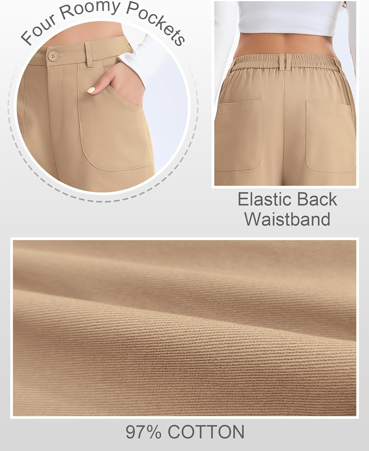 Womens Cotton Pants Casual Capri Baggy Wide Leg Trousers Palazzo Pants for Women with Pockets - Image 6