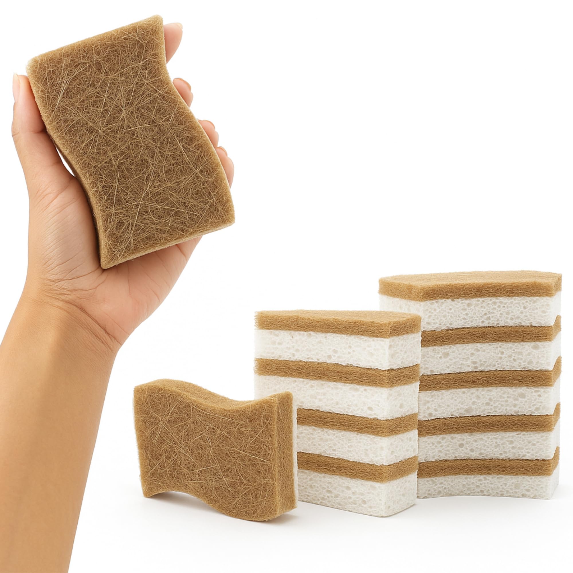 for Biodegradable Natural Kitchen Sponges – Eco-Friendly Compostable Cellulose and Coconut Fiber Scrubbers – Non-Scratch,Reusable Dishwashing Sponges for Kitchen Cleaning 1pice
