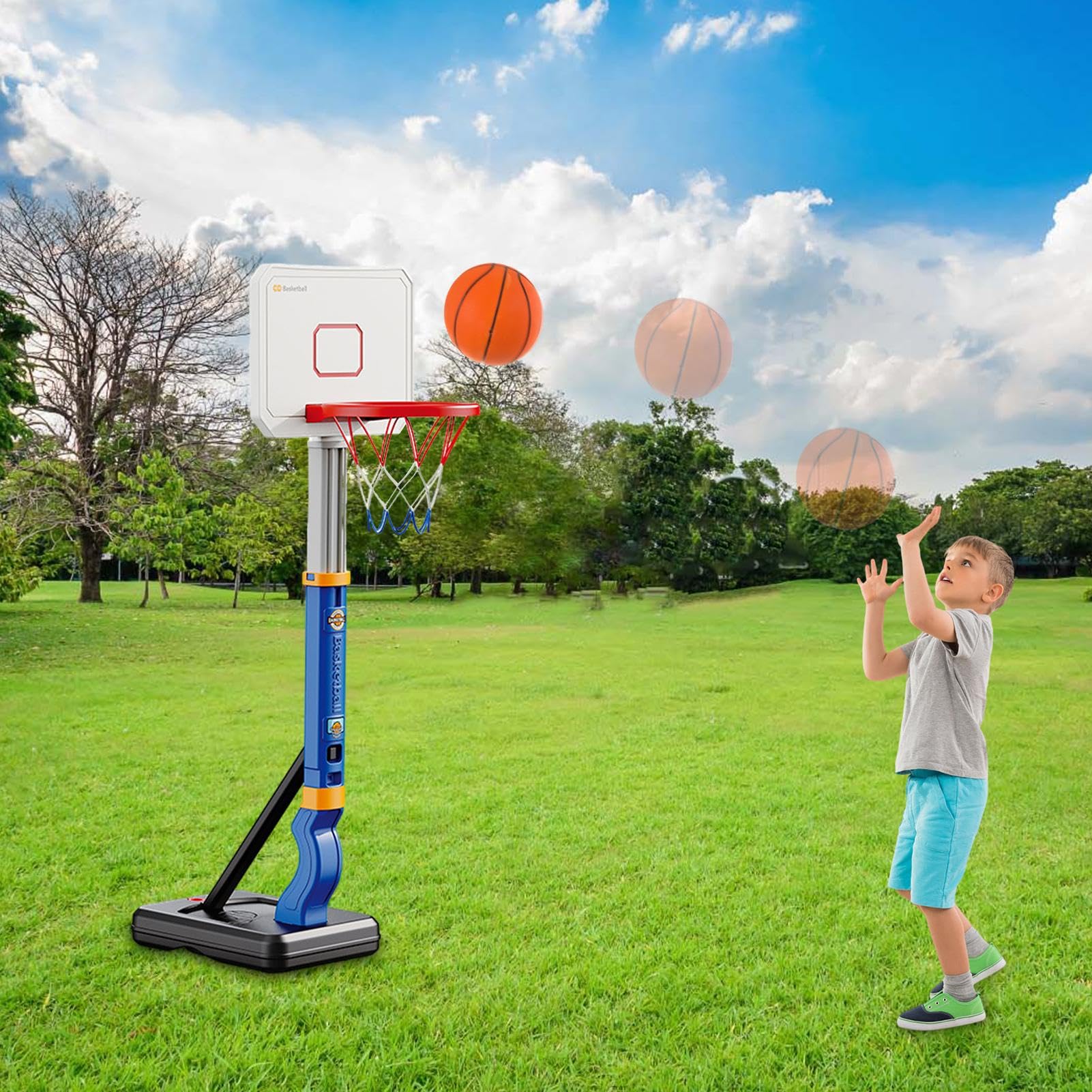 Canasta de baloncesto para exteriores – Canasta de baloncesto ajustable | Canasta de baloncesto y puerta ajustable – Canasta de baloncesto portátil, puerta de baloncesto al aire libre para niños