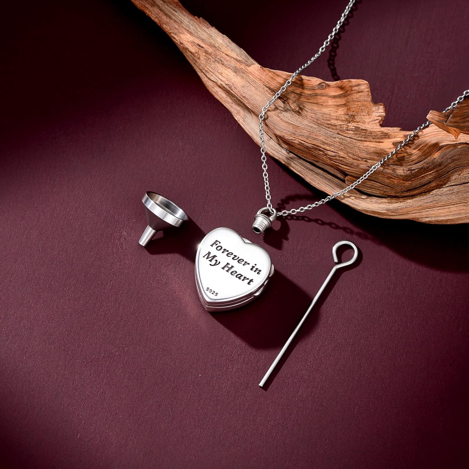 TOUPOP Heart Urn Locket Necklace for Ashes and Pictures 925 Sterling Silver Locket Cremation Jewelry with Abalone Shell Keepsake Memorial Gifts for Women(That Holds Pictures and Ashes) - Image 3